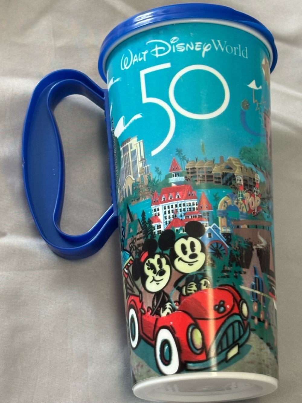 Disney 50th Anniversary Blue Mickey & Minnie Travel Mug